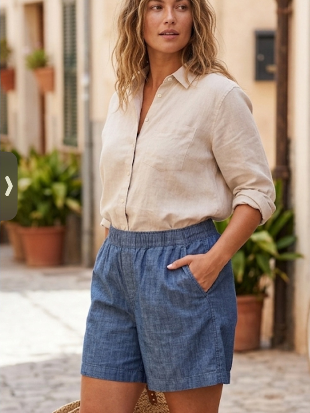 Polo by Ralph Lauren Blue Chambray Elastic Waist Shorts